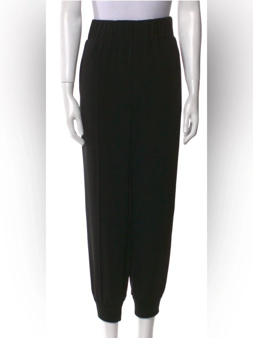 Cinq à Sept jogger Black Crepe Pants M High Rise ribbed Cuff Tapered pull on